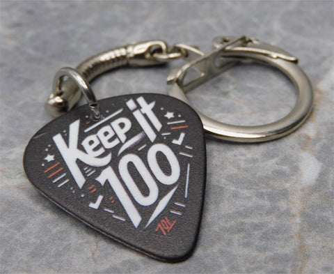 Keep it 100 Guitar Pick Keychain