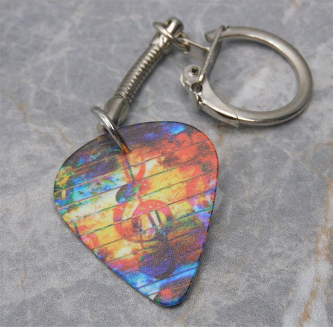 Treble Clef Guitar Pick Keychain