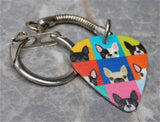French Bulldog Boston Terrier Guitar Pick Keychain