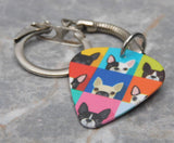 French Bulldog Boston Terrier Guitar Pick Keychain