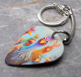 Colorful Chickens Guitar Pick Keychain