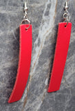 Coral Colored Long Rectangular Real Leather Earrings