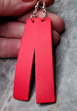 Coral Colored Long Rectangular Real Leather Earrings