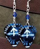 Lynyrd Skynyrd Vicious Cycle Guitar Pick Earrings with Capri Blue Swarovski Crystals
