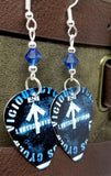 Lynyrd Skynyrd Vicious Cycle Guitar Pick Earrings with Capri Blue Swarovski Crystals