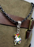 Unicorn Charm on a Black Braided Cord Necklace