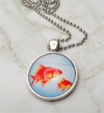 Goldfish Glass Dome Pendant Stainless Steel Ball Chain Necklace