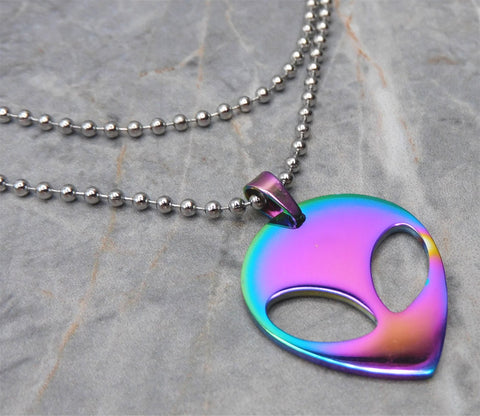 Ion Plated Alien Pendant Stainless Steel Ball Chain Necklace