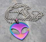 Ion Plated Alien Pendant Stainless Steel Ball Chain Necklace
