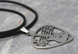 Music Inspired Guitar Pick Shaped Pendant Necklace with Black Suede Cord