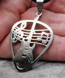 Music Inspired Guitar Pick Shaped Pendant Necklace with Black Suede Cord