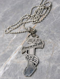 Music Cross Pendant with Stainless Steel Ball Chain Necklace