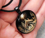 Nativity Scene Glass Dome Pendant Necklace with Black Sueded Cord