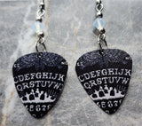 Ouija Board Guitar Pick Earrings with Opal Swarovski Crystals