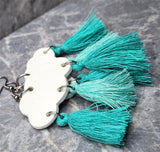 Matte Clouds Polymer Clay Post Earrings with Turquoise Colored Tassels