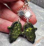 Lime Green Glitter Ghosts Polymer Clay Earrings