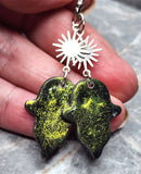 Lime Green Glitter Ghosts Polymer Clay Earrings