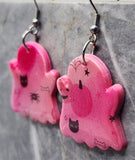 Shimmering Pink Ghost Polymer Clay Earrings