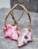 Halloween Themed Polymer Clay Ghost Earrings on Gold Hoops