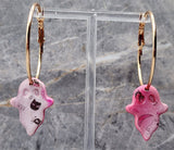 Halloween Themed Polymer Clay Ghost Earrings on Gold Hoops