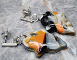 Orange, Silver and Black Polymer Clay Ghost Post Earrings