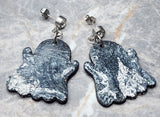 Shimmering Black and Silver Ghost Polymer Clay Post Earrings