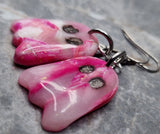 Dangling Pink and White Ghost Polymer Clay Earrings
