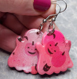 Shimmering Pink Ghost Polymer Clay Earrings