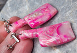 Shimmering and Marbled Pink Cleaver Polymer Clay Earrings