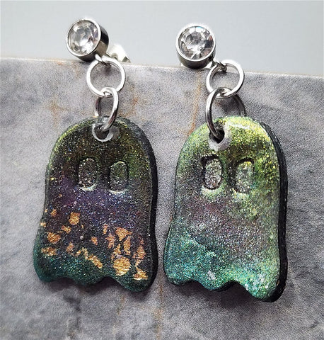 Color Shifting Shimmer Ghost Polymer Clay Post Earrings