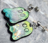 Color Shifting Shimmer Ghost Polymer Clay Post Earrings