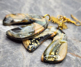 Striated Gold and Black Arches Polymer Clay Earrings