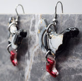 Black and White Chicken in Red Glitter Boots Polymer Clay Earrings