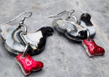 Black and White Chicken in Red Glitter Boots Polymer Clay Earrings