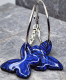 Shimmering Cobalt Blue Polymer Clay Butterfly Earrings on Silver Hoops