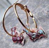 Shimmering Polymer Clay Bat Earrings on Gold Hoops