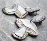 Large Shimmering Silver Mushroom Polymer Clay Post Earrings