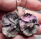 Silver and Pink Shaded Tropical Flower Polymer Clay Earrings