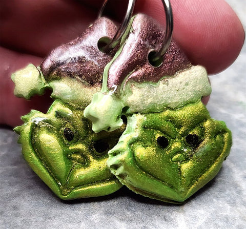 Grinch Polymer Clay Dangle Earrings