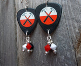 Pink Floyd The Wall Hammers Artwork Guitar Pick Earrings with Swarovski Crystal Dangles