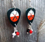Pink Floyd The Wall Hammers Artwork Guitar Pick Earrings with Swarovski Crystal Dangles