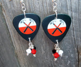 Pink Floyd The Wall Hammers Artwork Guitar Pick Earrings with Swarovski Crystal Dangles
