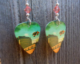 Pink Floyd Animals Guitar Pick Earrings with Pink Swarovski Crystals