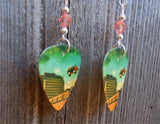 Pink Floyd Animals Guitar Pick Earrings with Pink Swarovski Crystals