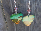 Pink Floyd Animals Guitar Pick Earrings with Pink Swarovski Crystals