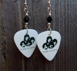 Pink Floyd Illustrated Group Picture Guitar Pick Earrings with Black Swarovski Crystals