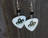 Pink Floyd Illustrated Group Picture Guitar Pick Earrings with Black Swarovski Crystals