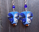 Pink Floyd Division Bell Guitar Pick Earrings with Blue Swarovski Crystals