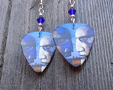 Pink Floyd Division Bell Guitar Pick Earrings with Blue Swarovski Crystals