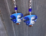 Pink Floyd Division Bell Guitar Pick Earrings with Blue Swarovski Crystals
